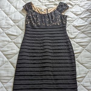 Black lace with nude lining cocktail dress